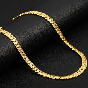14K 6mm 18" Long Herringbone Chain Necklace